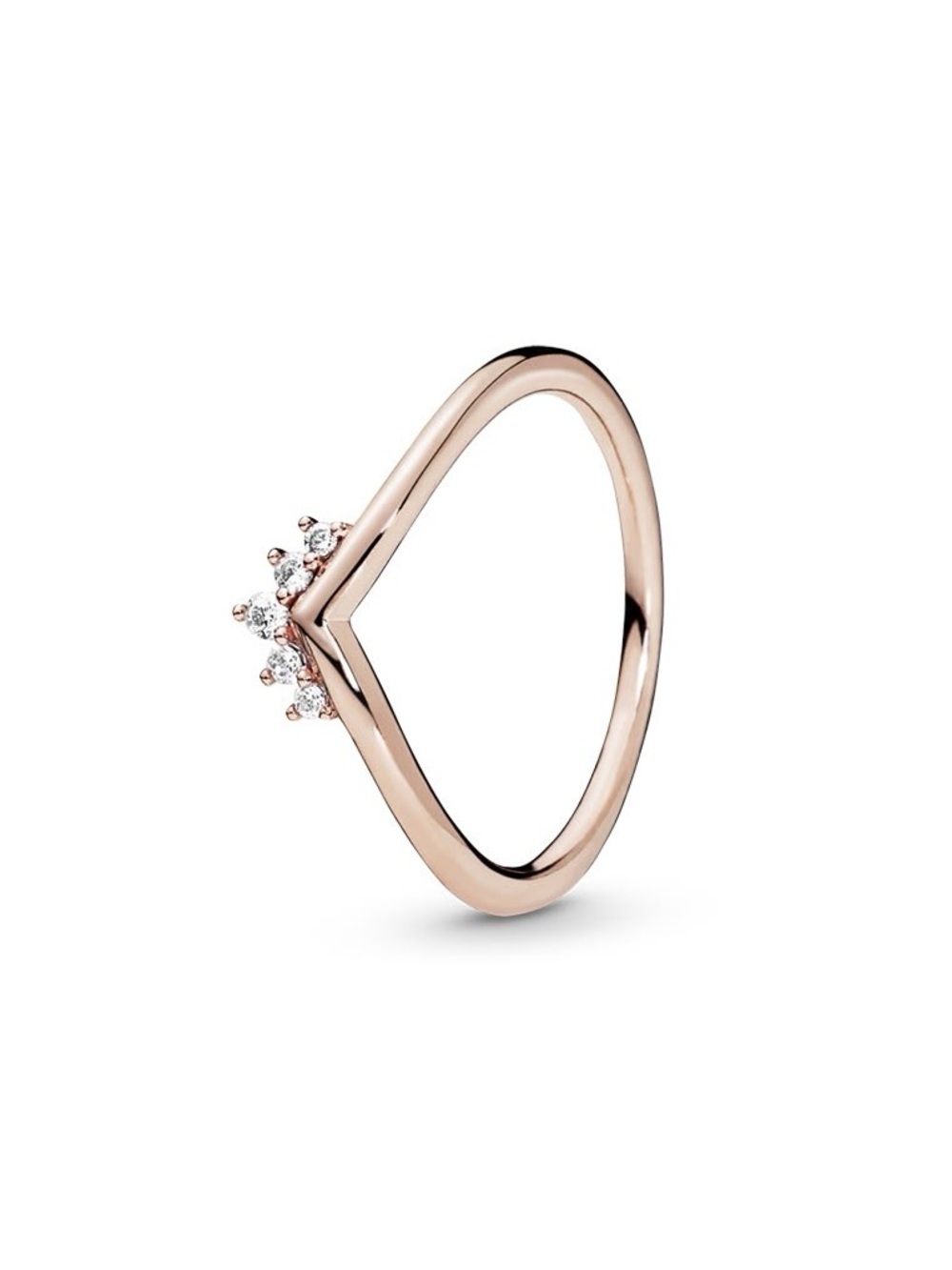 Pandora Rose Gold V-Crown Ring with Clear Cubic Zirconia